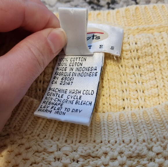 *SOLD* TALBOTS Vintage Knit Sweater Cotton Light Yellow Size MP - Picture 8 of 9